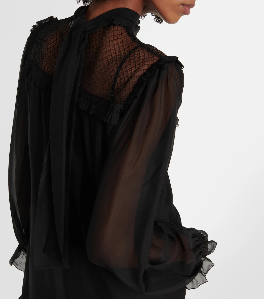 Dorothee Schumacher - Lace-trimmed ruffled silk minidress