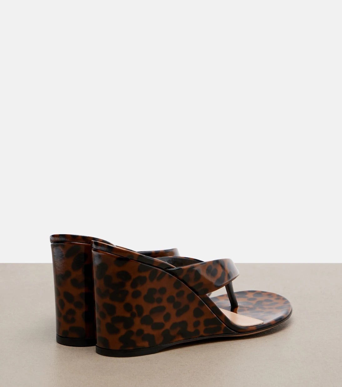 Gianvito Rossi - Leopard-print leather wedge thong sandals