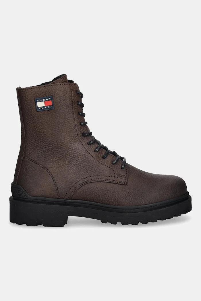 Кожени обувки Tommy Jeans TJM LACE UP TUMBLED HIGH