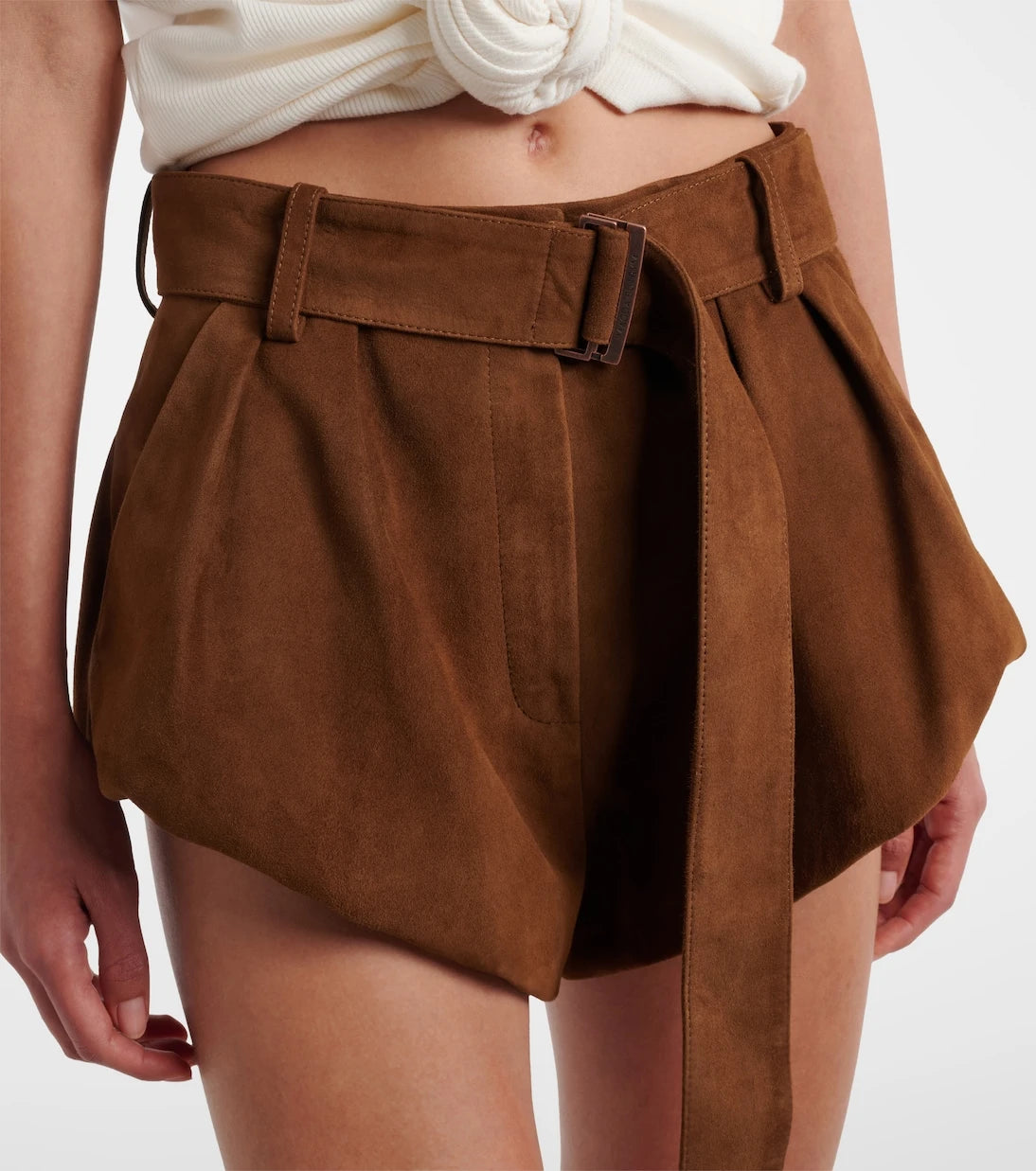 Magda Butrym - Belted suede shorts
