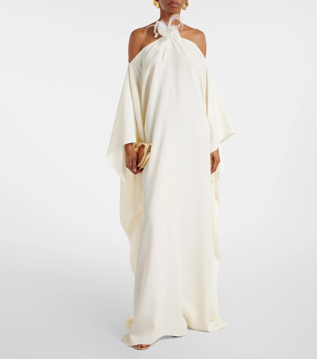 Taller Marmo - Feather-trimmed off-shoulder gown