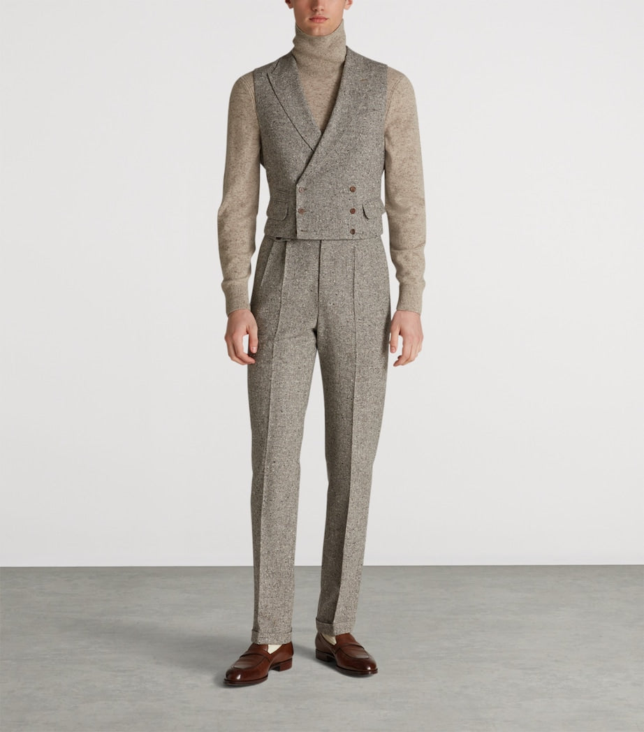 Wool Donegal Tweed Double-Breasted Waistcoat