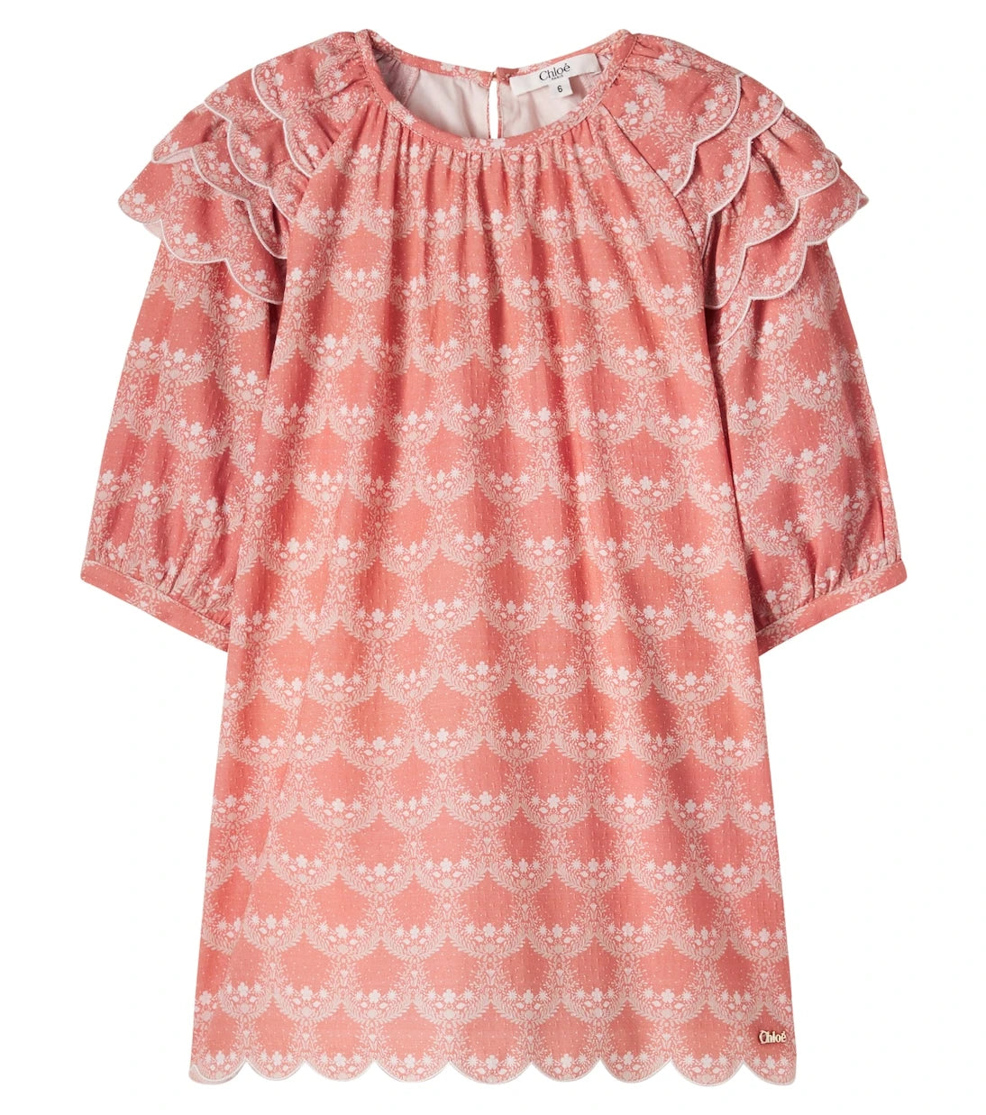 Chloé Kids - Printed scalloped cotton dress