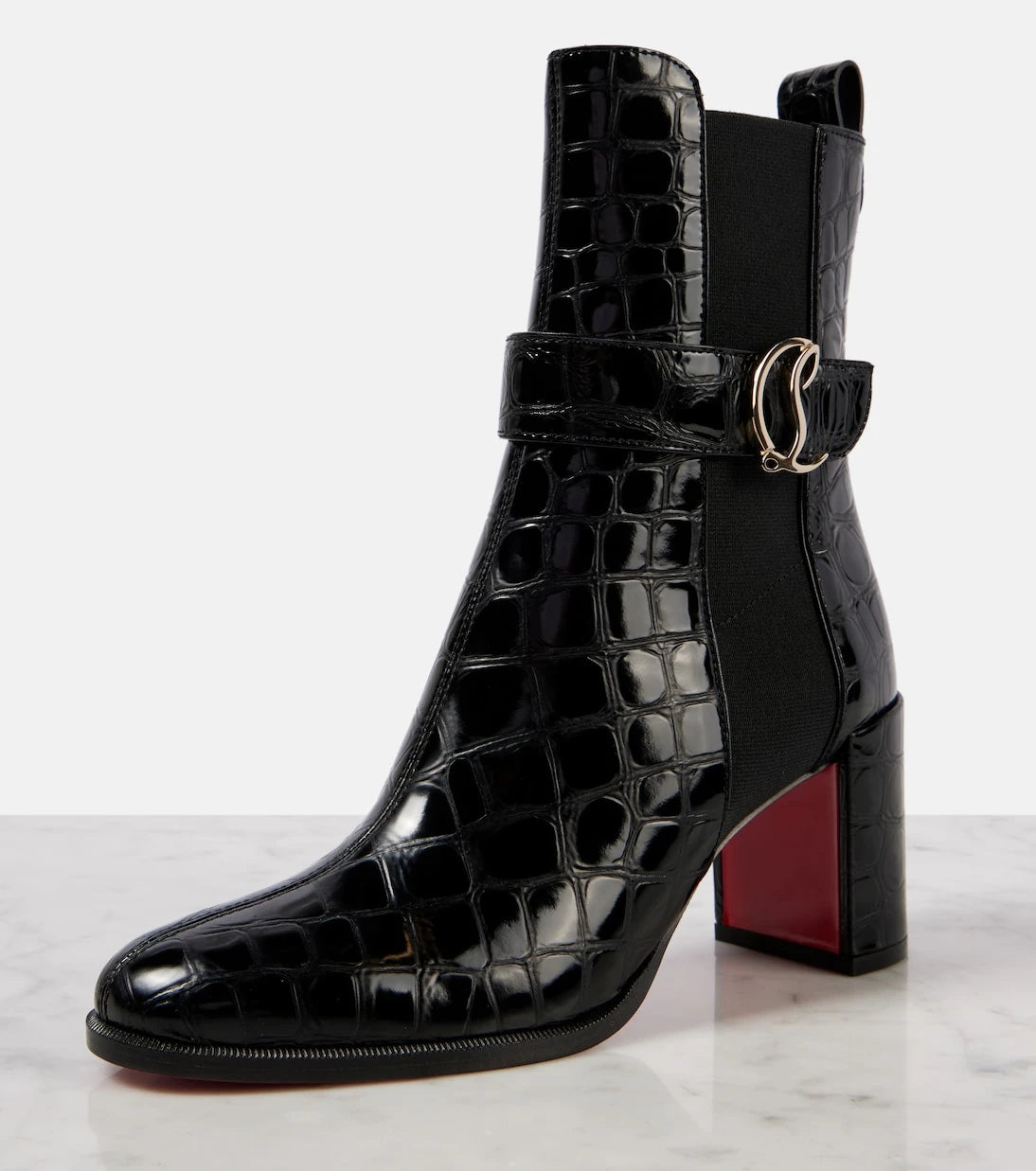 Christian Louboutin - حذاء الكاحل CL الجلدي بنمط جلد التمساح