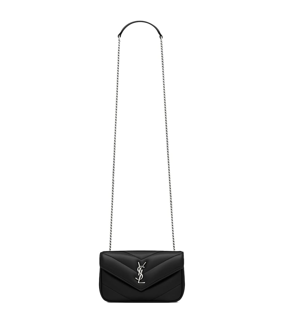 Saint Laurent Black Mini Matelassé Lambskin Loulou Shoulder Bag