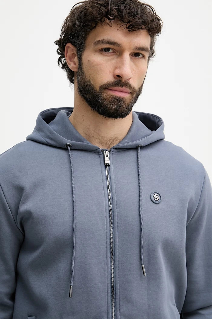 BOSS erkek pamuklu kapüşonlu ve fermuarlı sweatshirt C-Spence 01