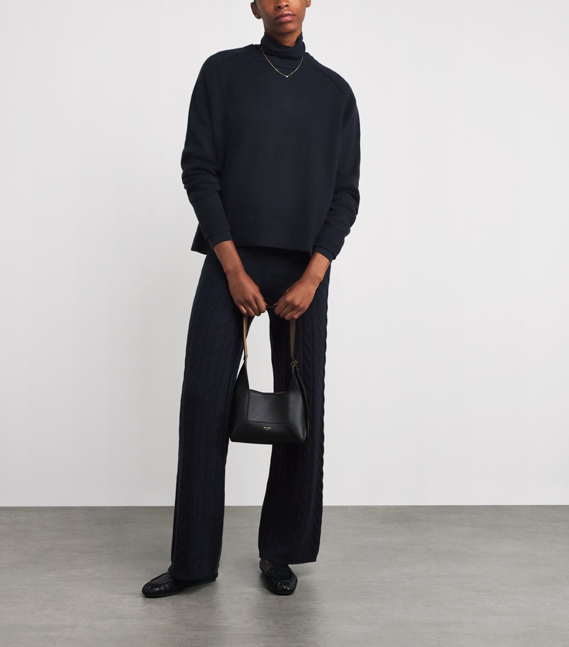 Soft Goat Navy Cashmere Cable-Knit Sweatpants