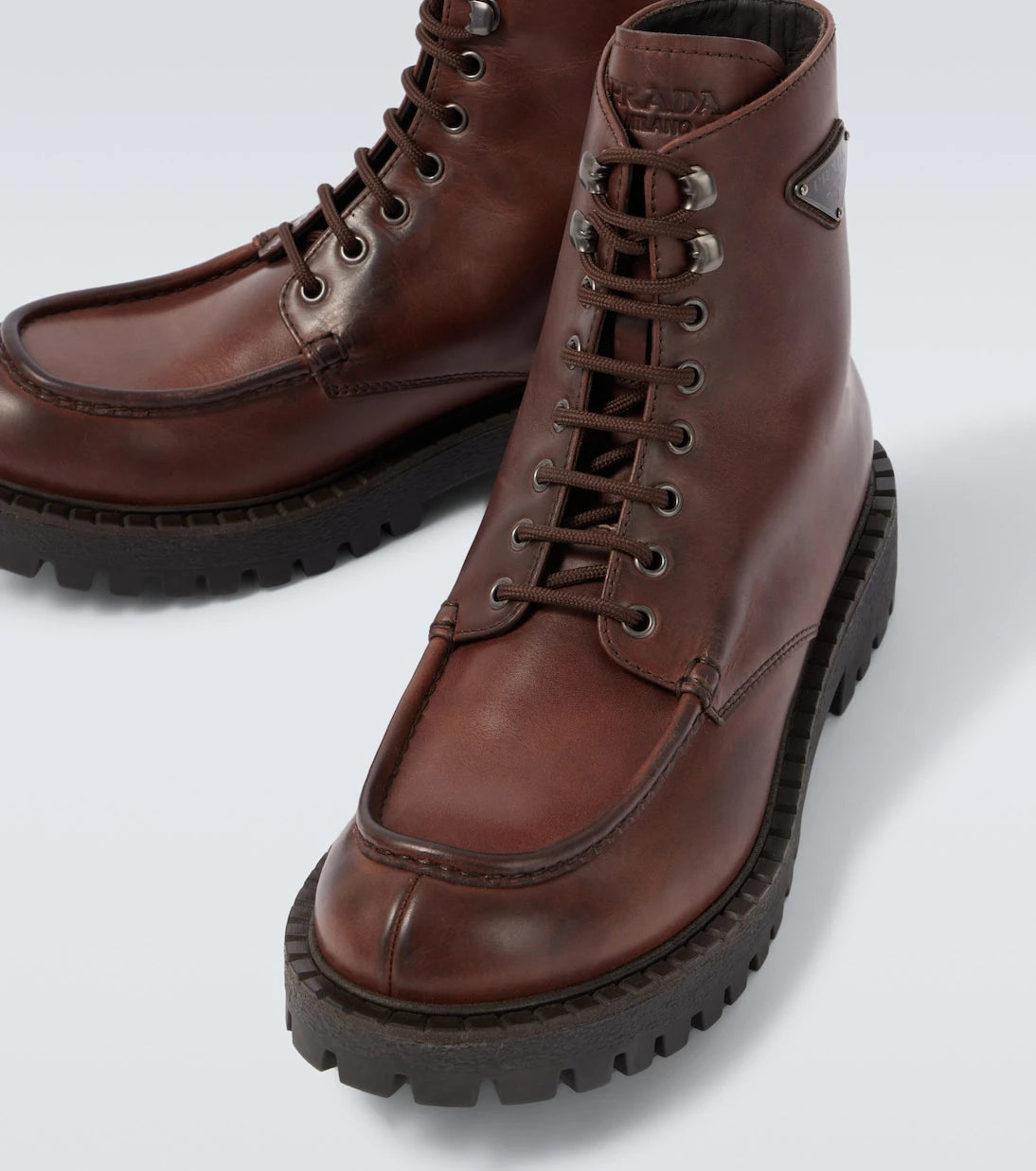 Prada - Leather lace-up boots