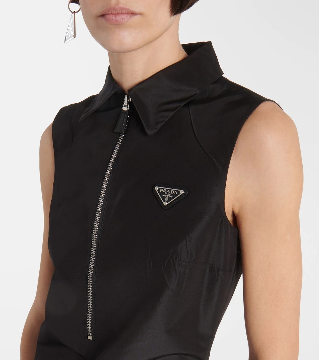 Prada - Half-zip silk-blend midi dress
