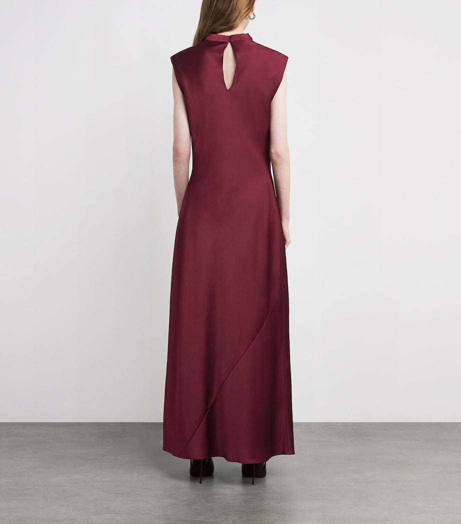 ME+EM Red Satin Draped Maxi Dress
