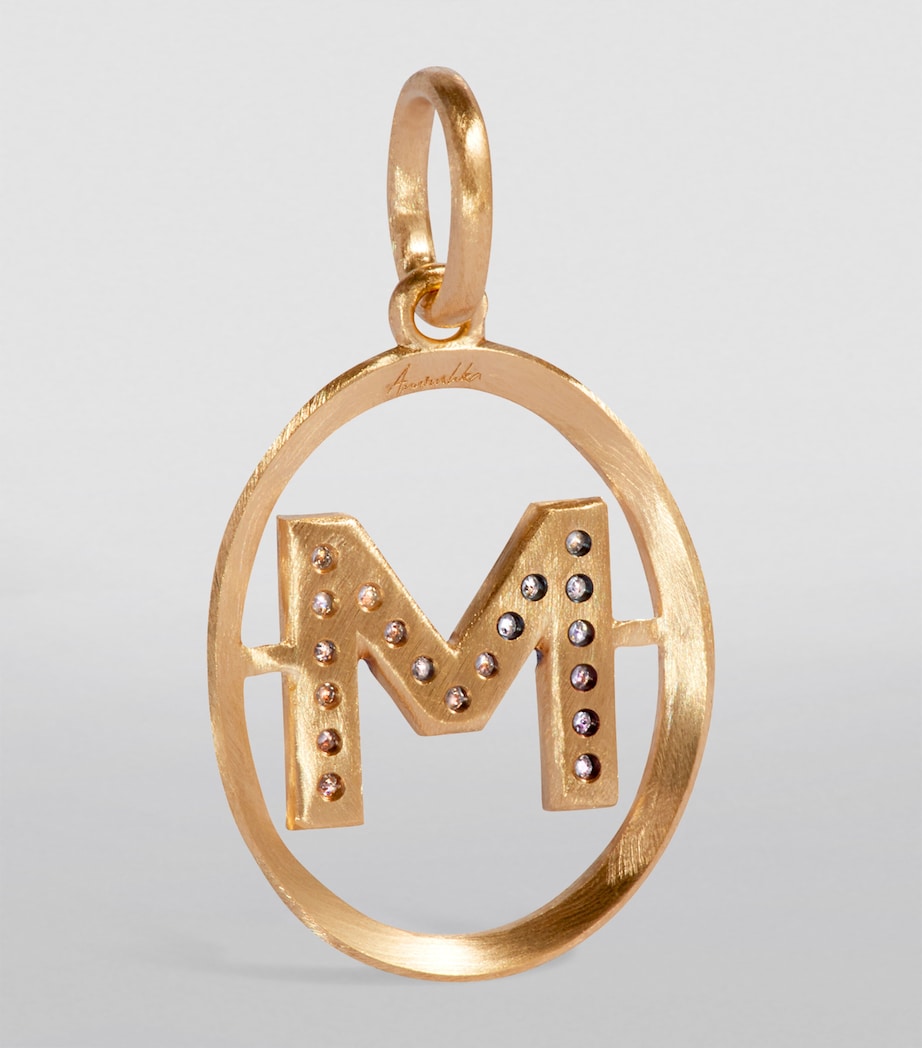 Yellow Gold and Diamond Initial M Pendant