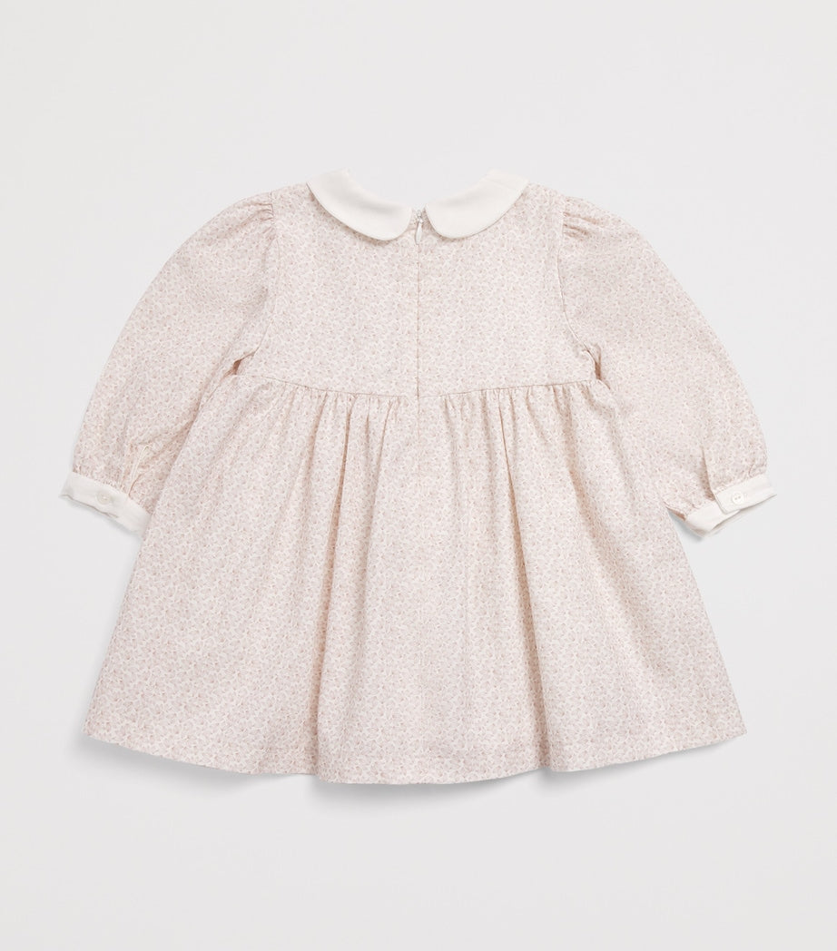 Patachou Pink Leaf Print Shirred Dress (6 Months-4 Years)