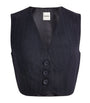 Sandro Paris Blue Rhinestone-Embellished Stripe Waistcoat