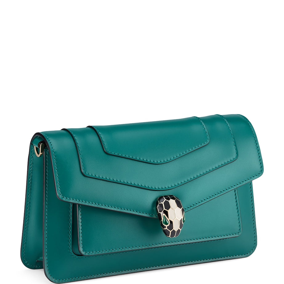 Bvlgari Green Leather Serpenti Forever East-West Shoulder Bag
