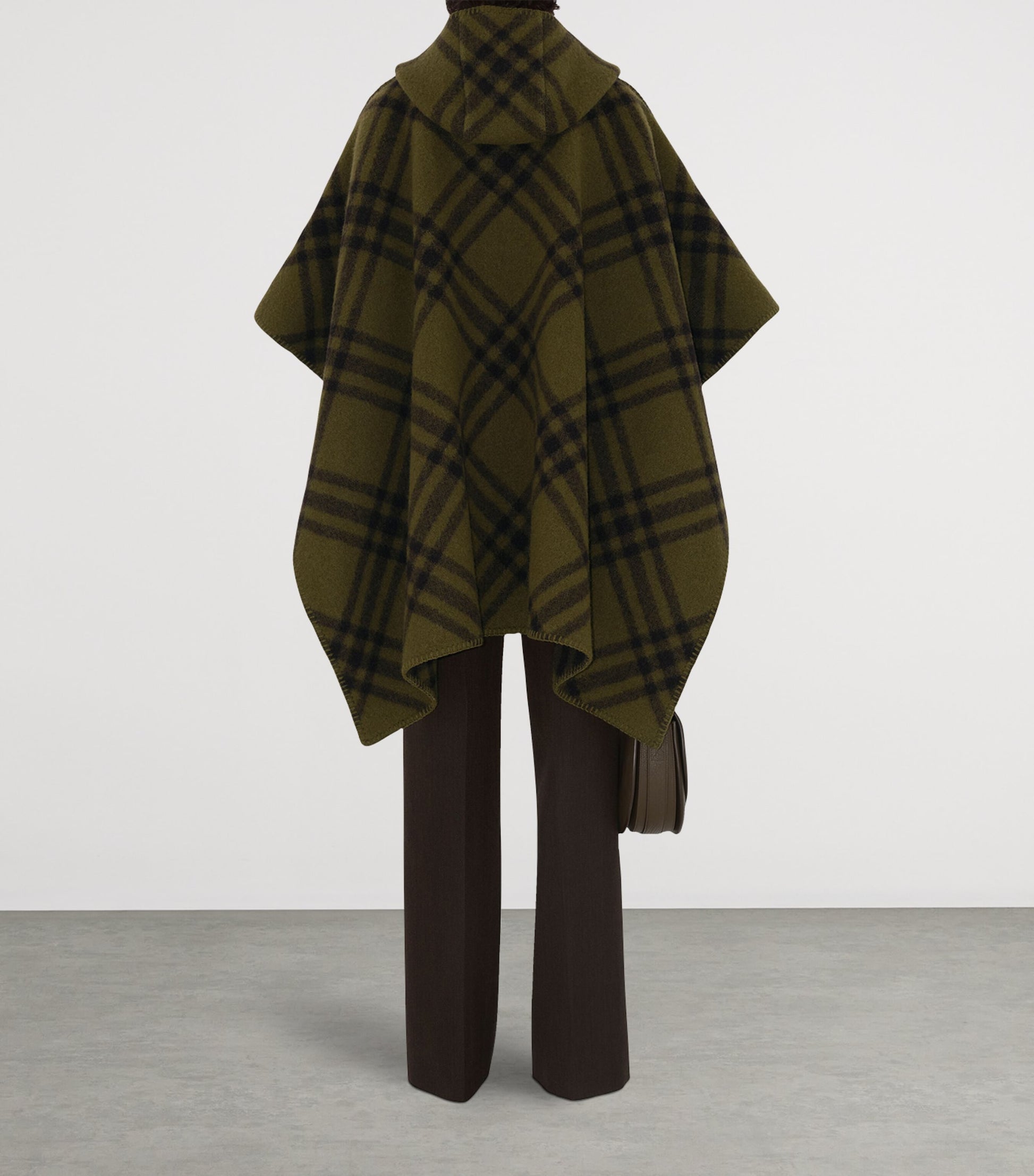 Burberry Beige Reversible Wool Check Hooded Cape