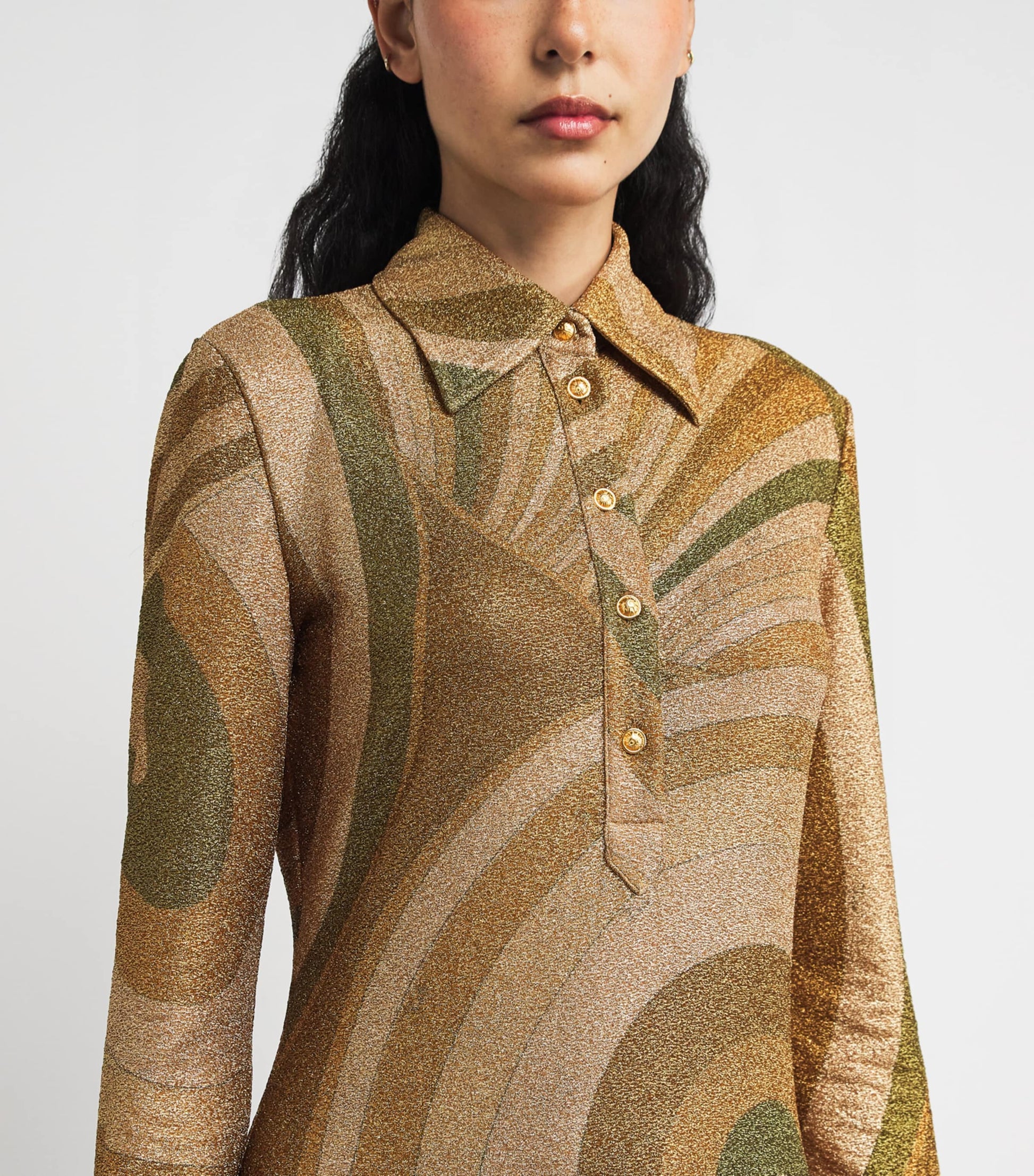 Gold Lamé Iride Print Maxi Dress