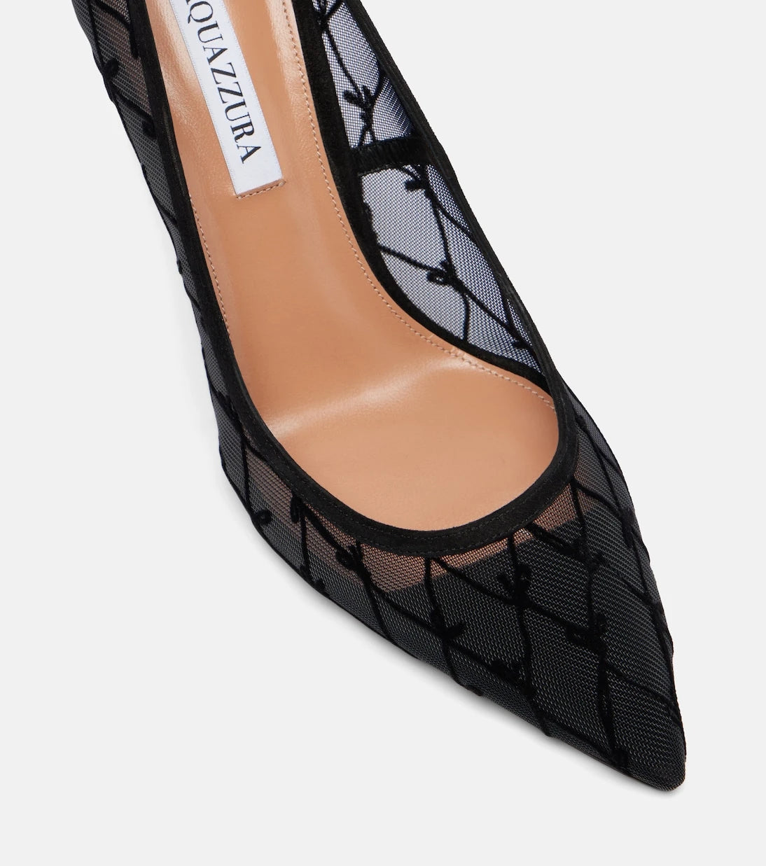 Aquazzura - 85 suede-trimmed mesh pumps