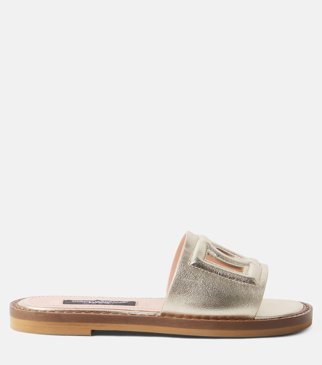 Dolce&Gabbana Kids - DG metallic leather slides