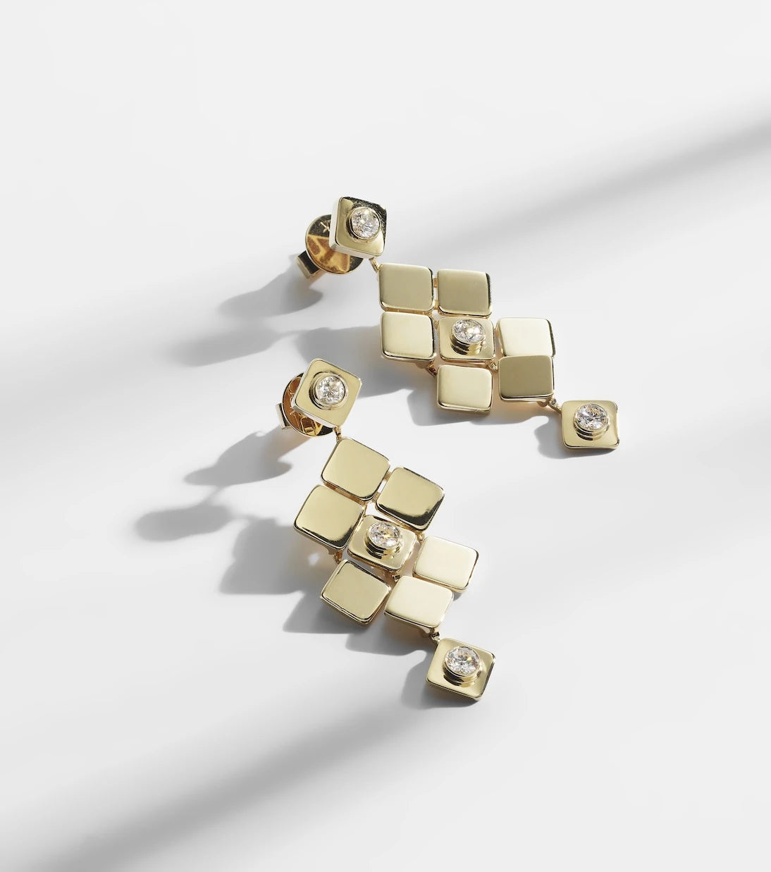 Ileana Makri - Tile Temple 18kt gold drop earrings with diamonds
