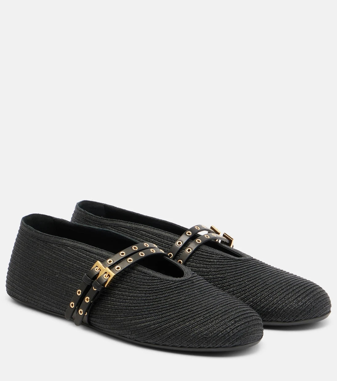 Alaïa - Leather-trimmed ballet flats