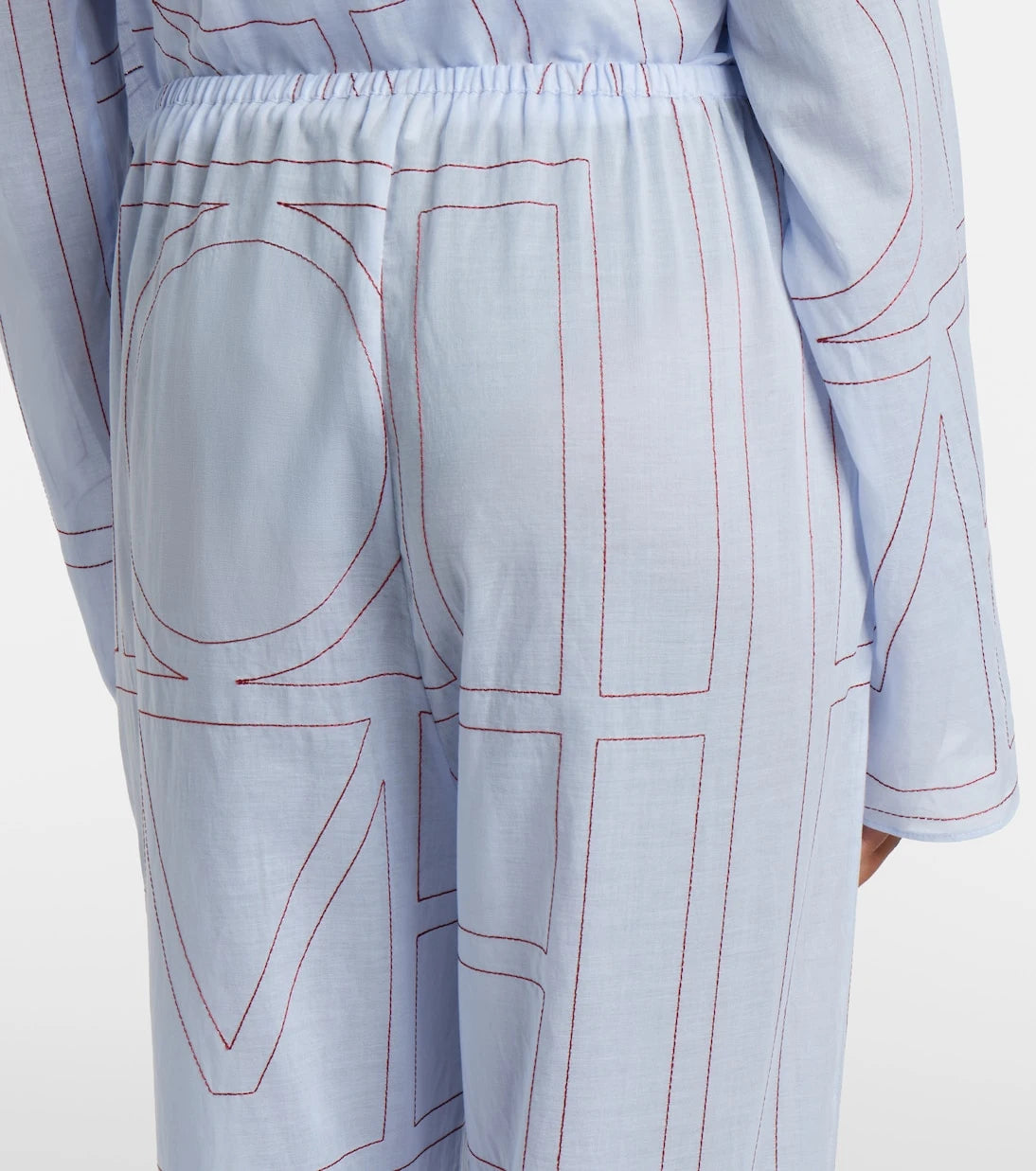 Toteme - Embroidered cotton-blend poplin pajama pants