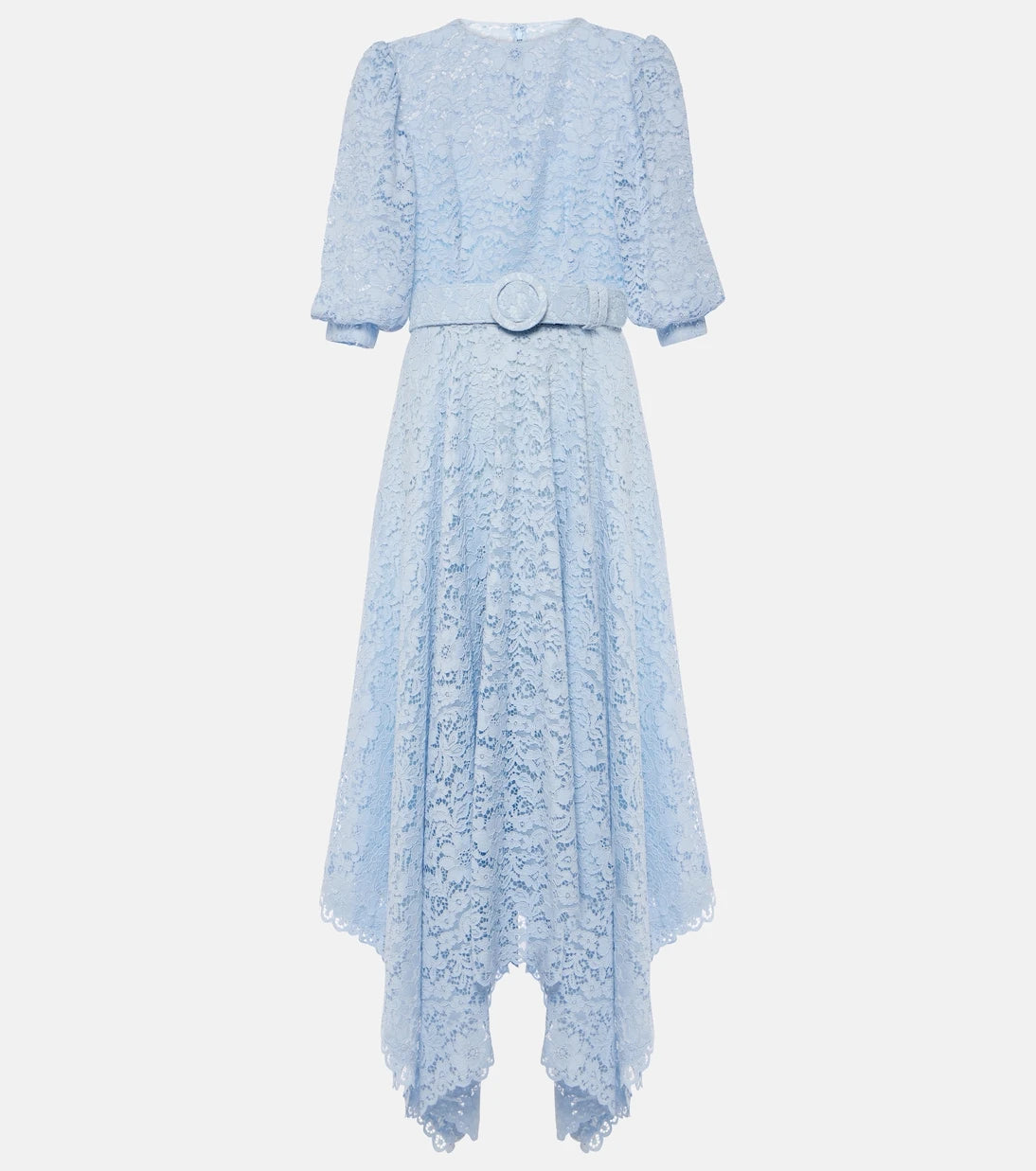 Costarellos - Floral lace asymmetric midi dress