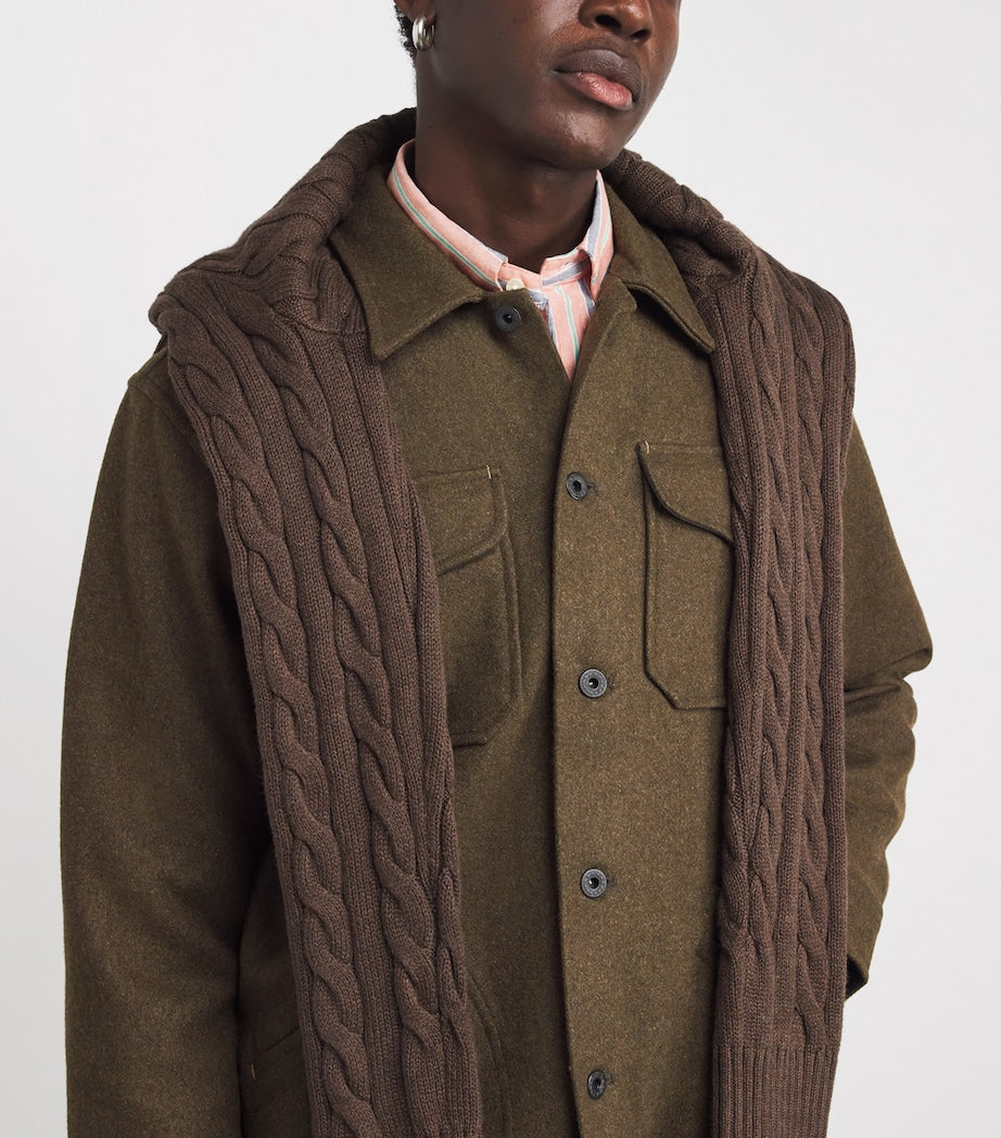 Ralph Lauren Collection Green Double RL Wool-Blend Overshirt