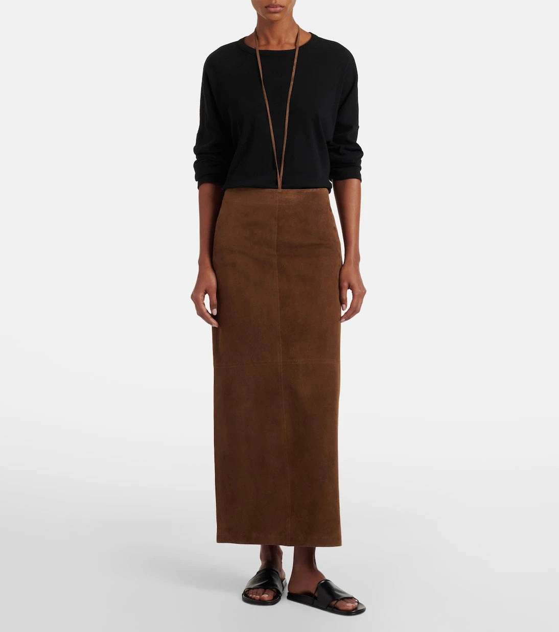 The Row - Erina suede pencil skirt