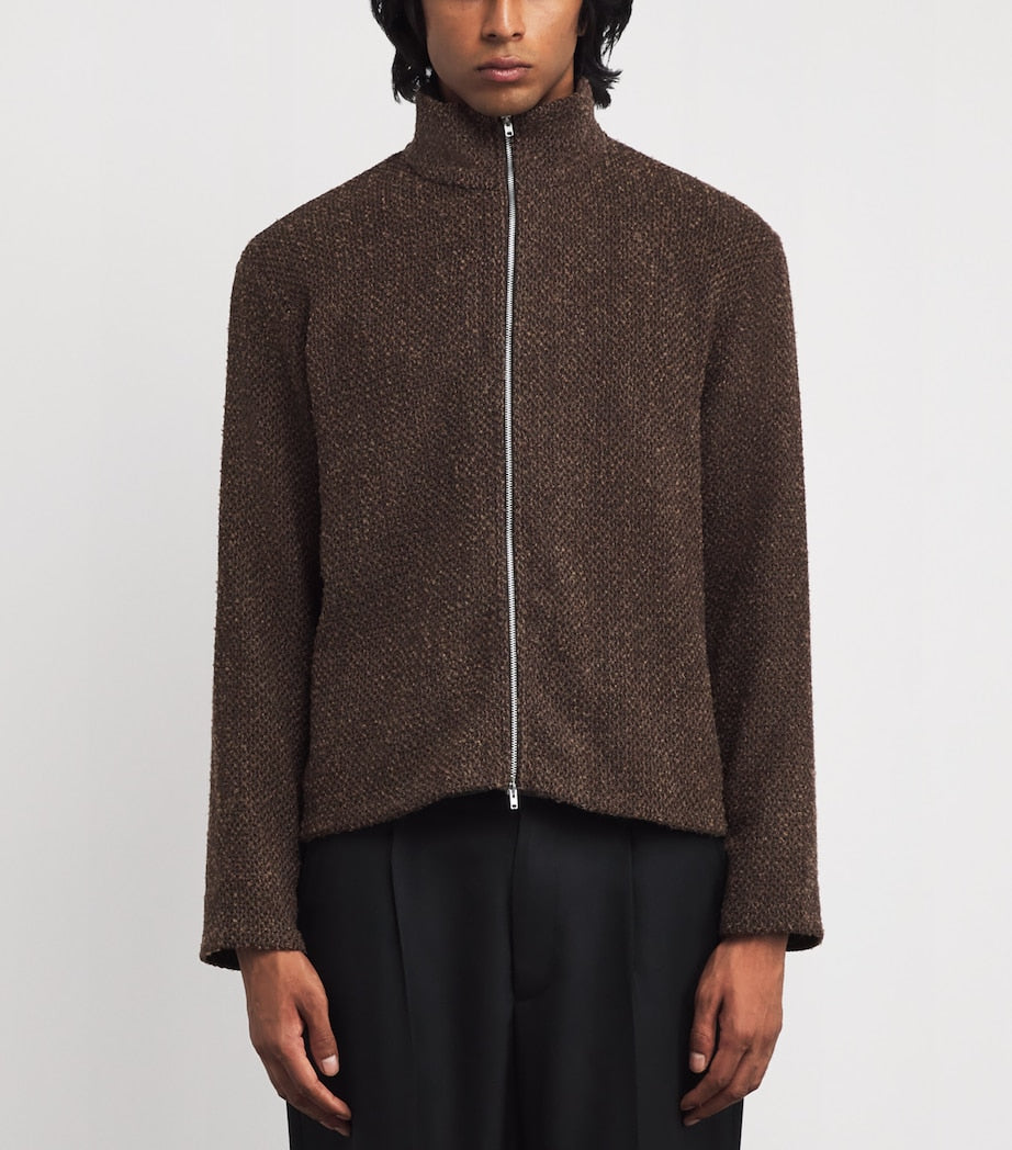Brown Shrunken Fullzip Polo Jacket