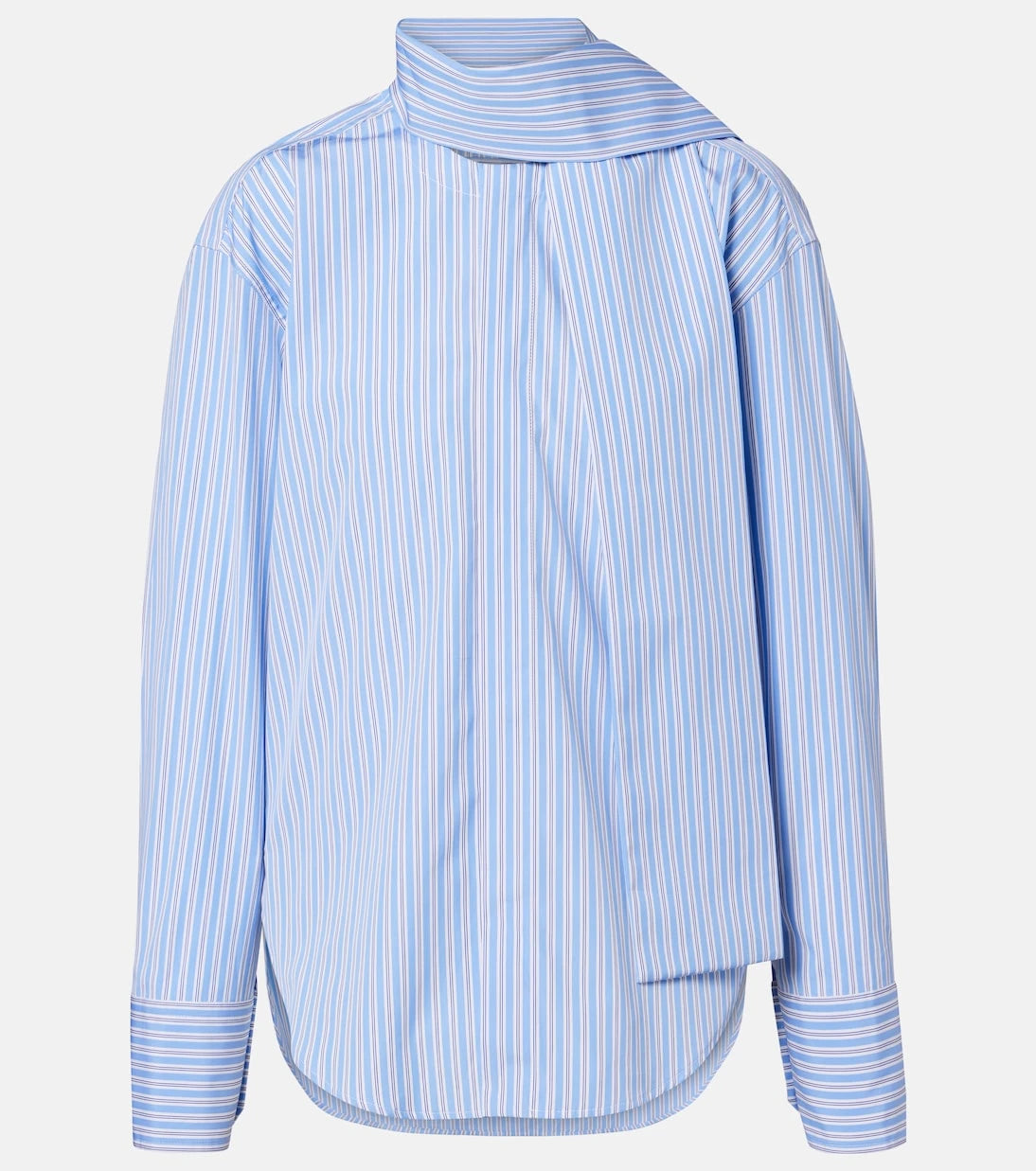 Plan C - Scarf-detail striped cotton shirt