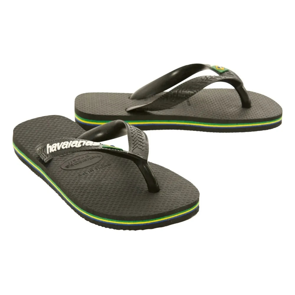 Havaianas - Logo Brasil Flip Flops | Black
