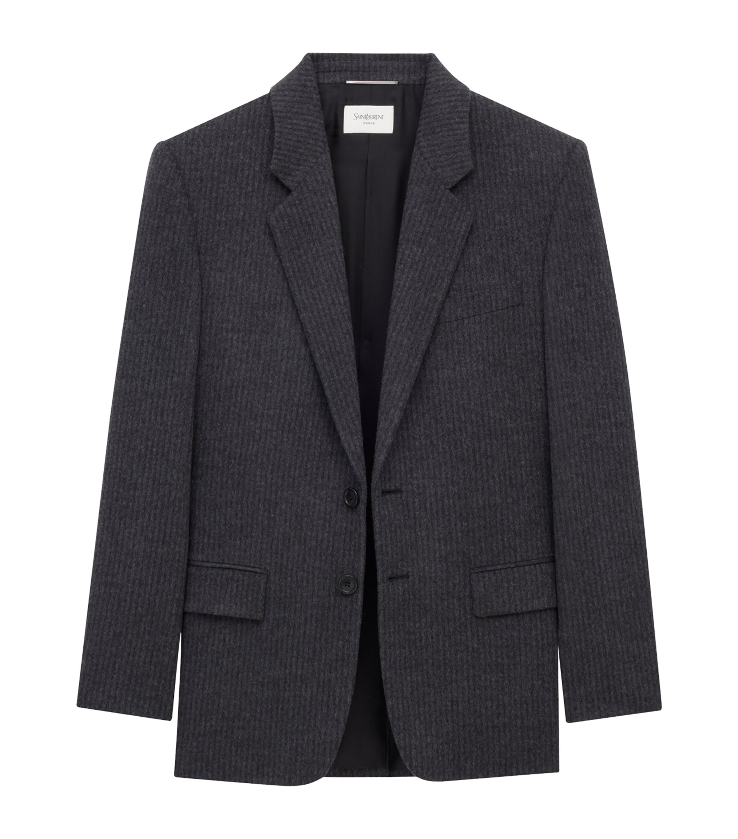 Grey Wool-Cashmere Single-Breasted Jacket