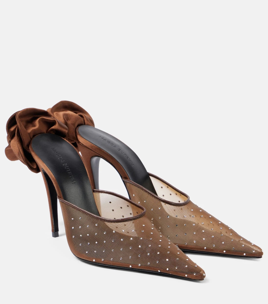 Magda Butrym - Floral-appliqué embellished mesh mules