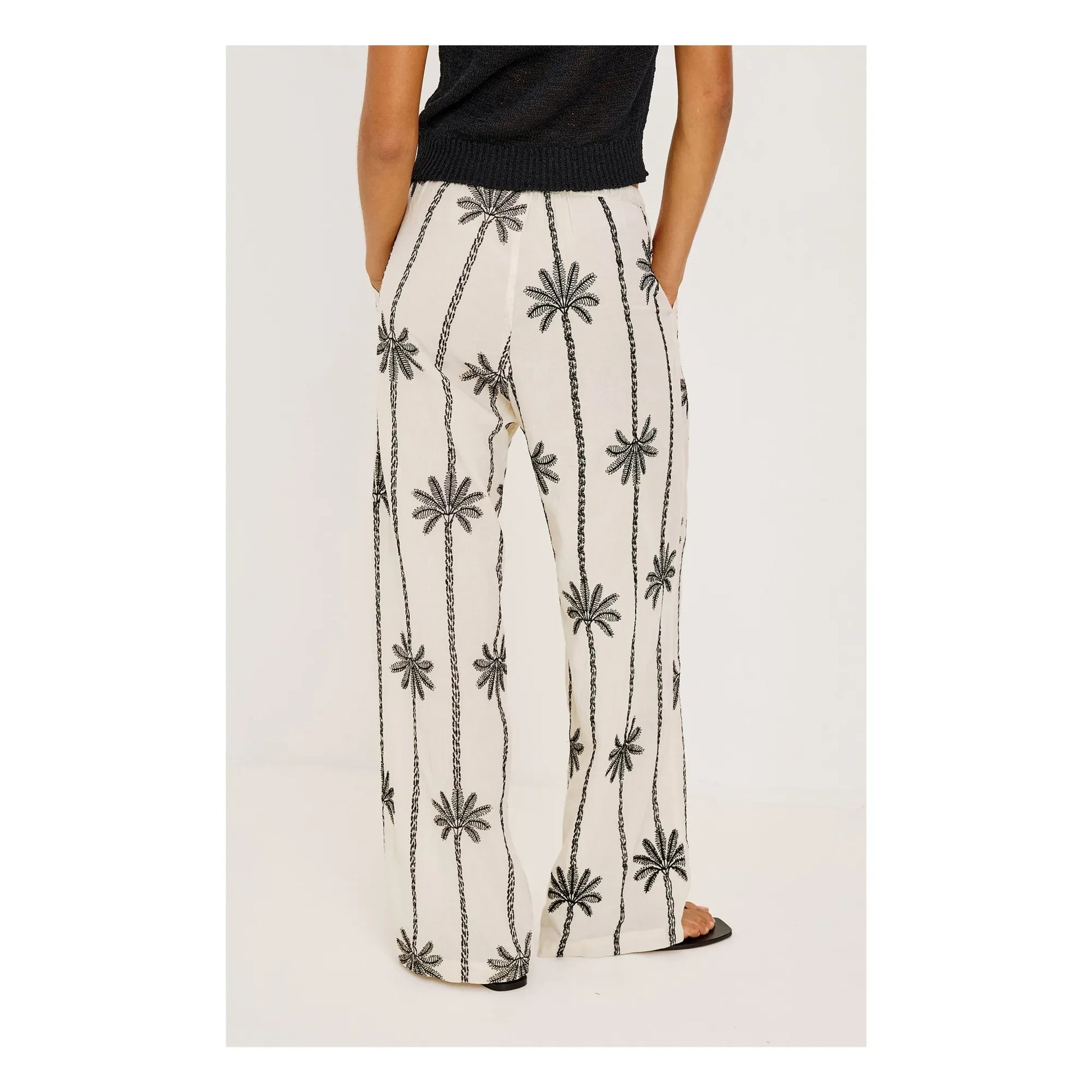 Rails - Emmie Linen Embroidery Pants | White