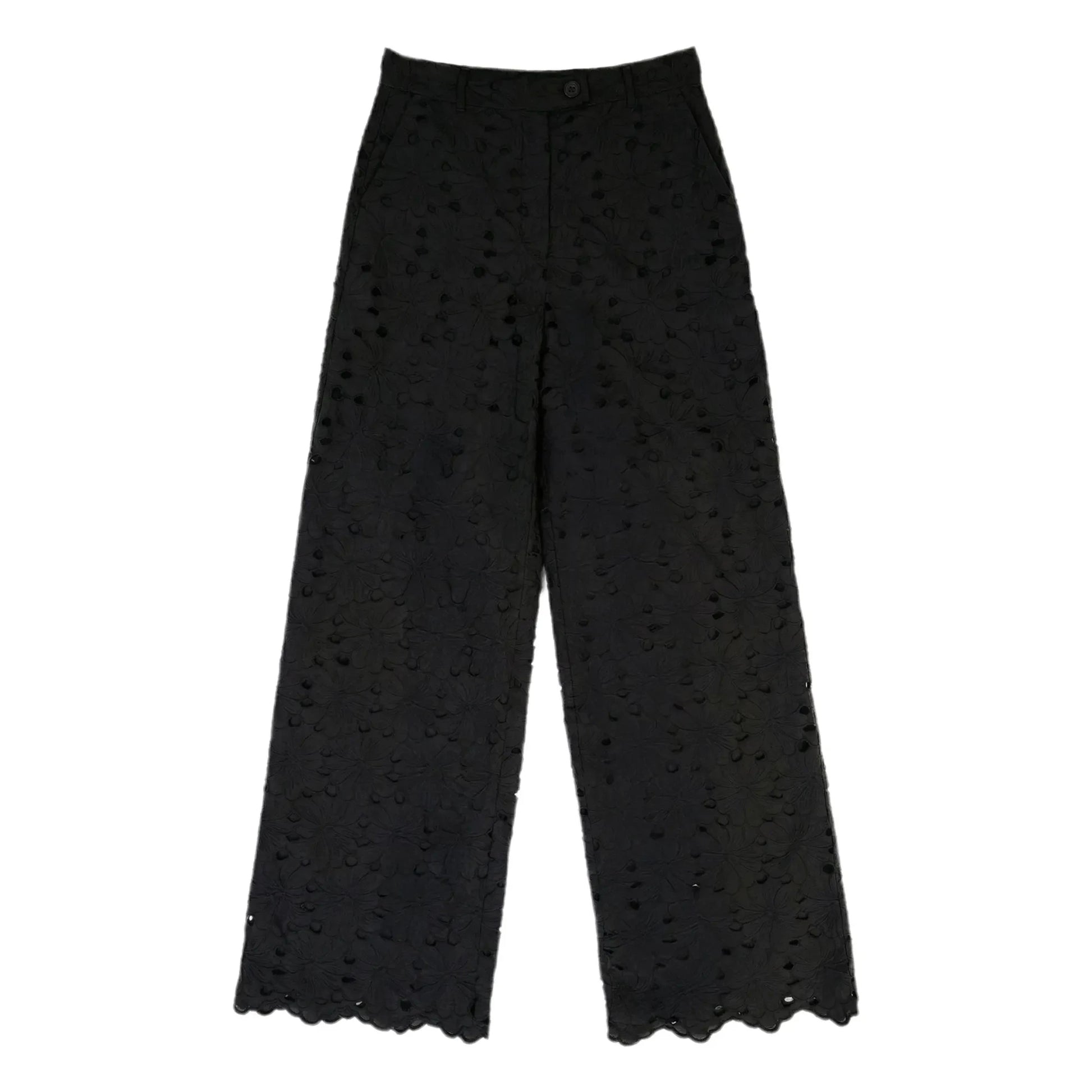 BELLEPIECE - Sicily Cotton Embroidered Pants | Black