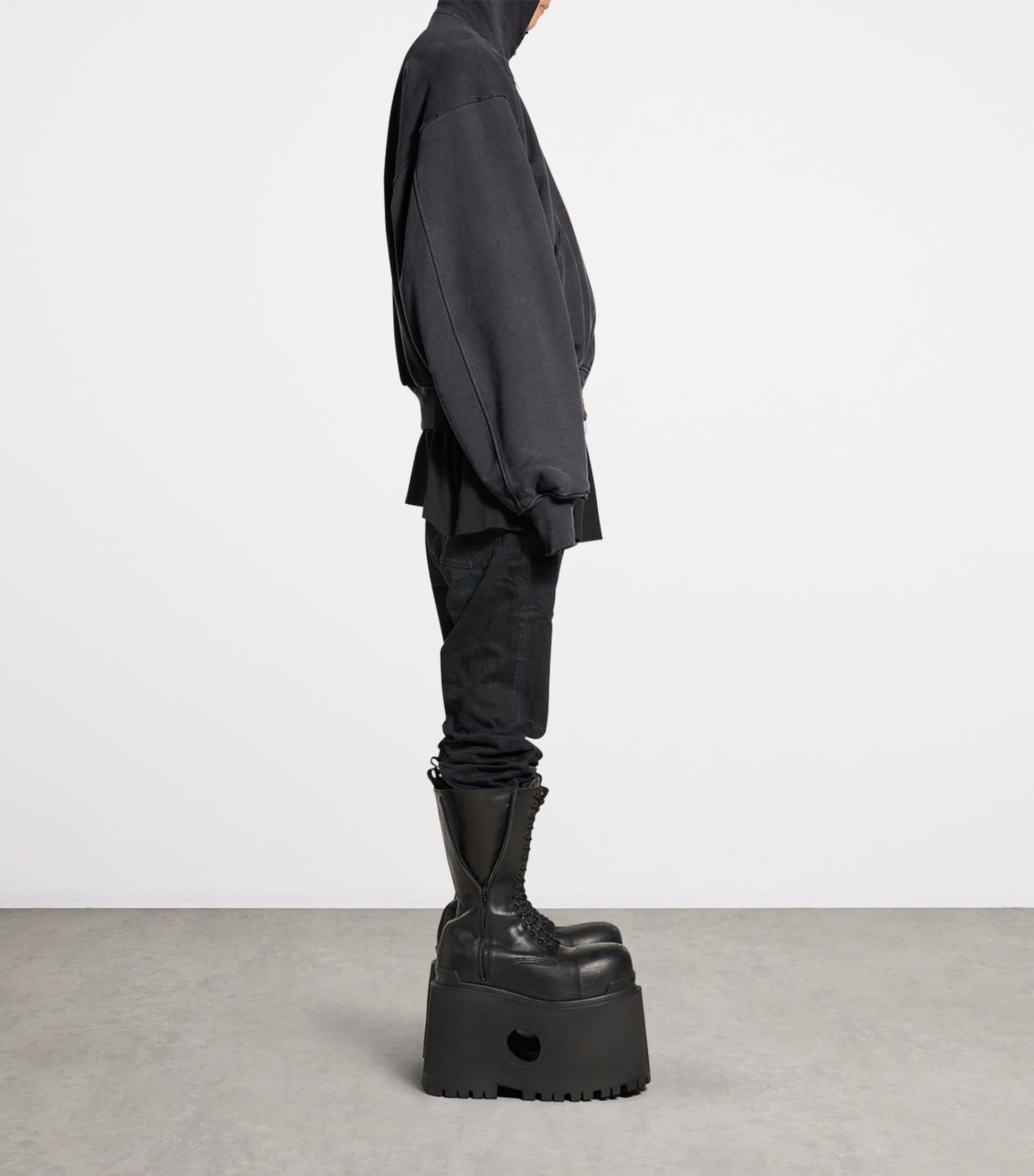 Silver Cotton Hooded Bomber Jacket