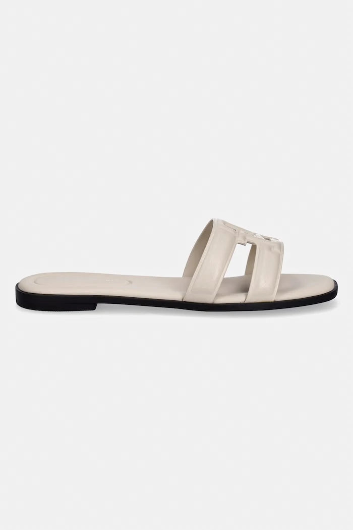 Tommy Hilfiger kadın düz tabanlı deri terlik TH LOGO STRAP MULE