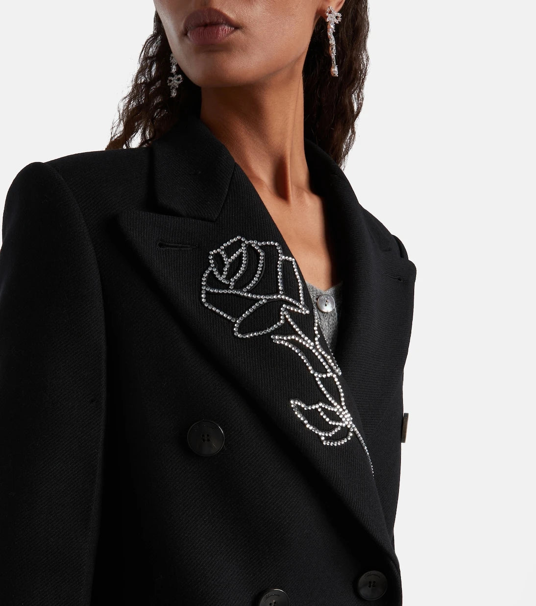 Blumarine - Embellished double-breasted wool-blend coat