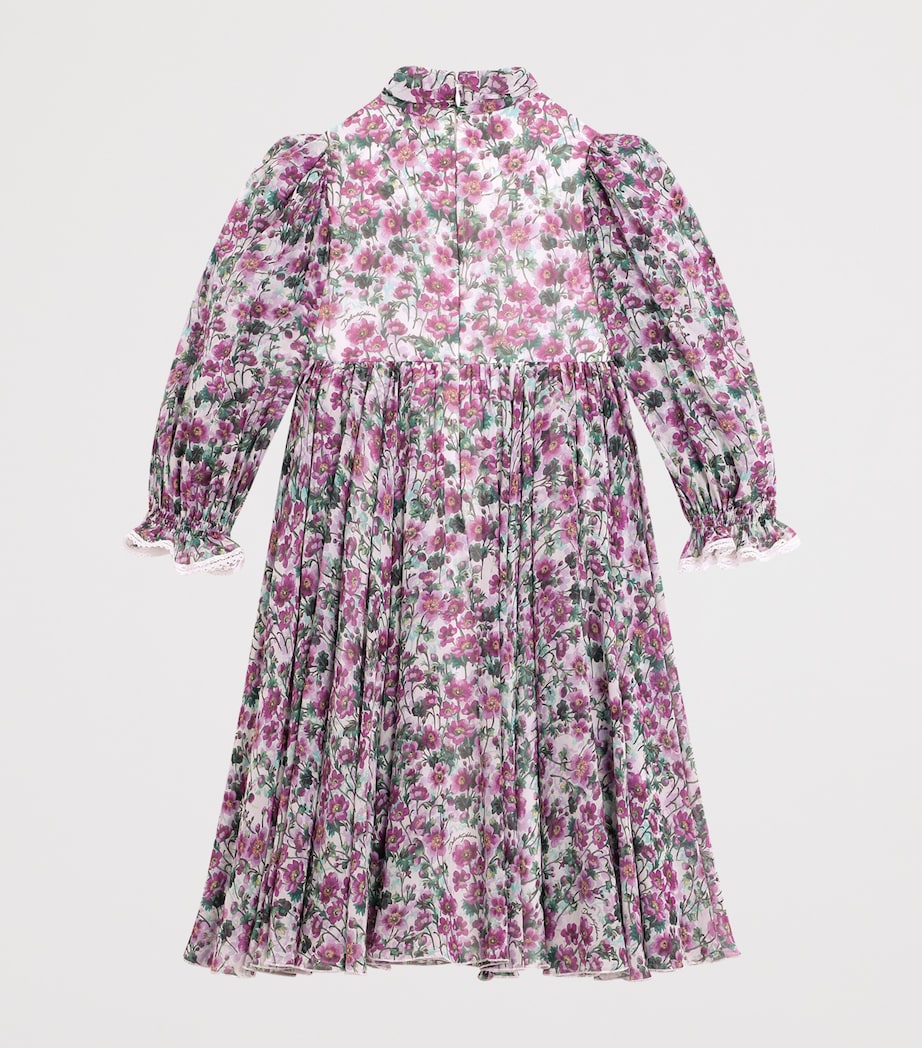 Dolce & Gabbana Kids Silk Crepe Violet Print Dress (8-12+ Years)