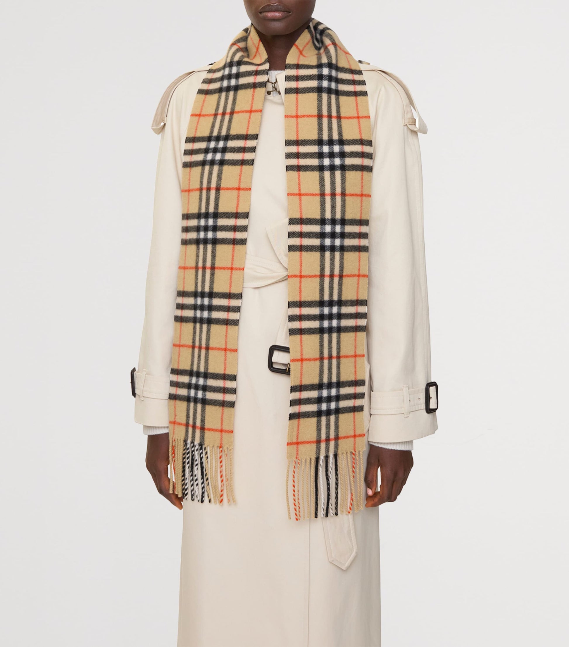 Cashmere Narrow Check Scarf