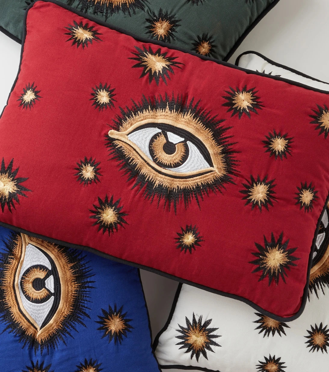 Les-Ottomans - Eye embroidered cotton cushion