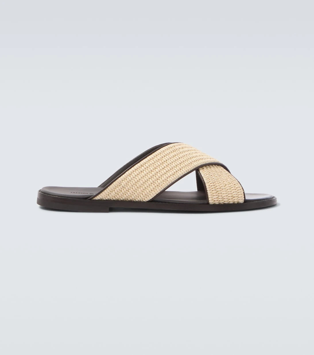 Manolo Blahnik - Otawi leather-trimmed raffia sandals