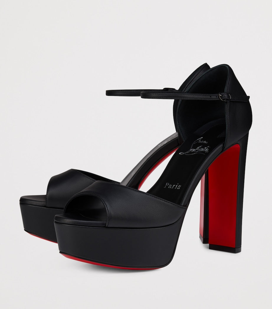 Christian Louboutin Black Sandaloo Leather Platform Sandals 130