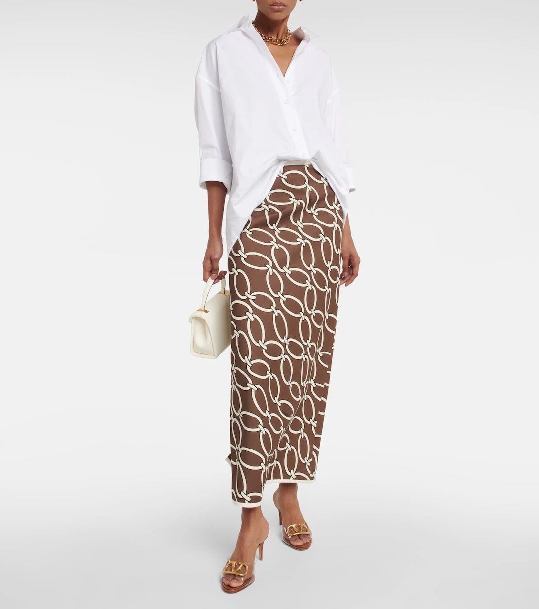 Valentino - Chain-print maxi skirt