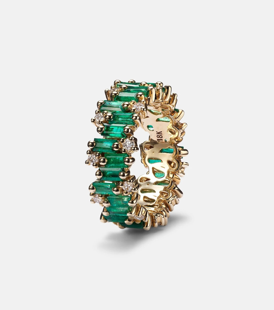 Suzanne Kalan - 18kt gold ring with emeralds