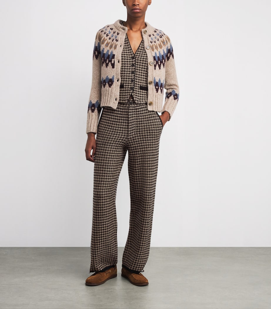 Guest In Residence Brown Cashmere Houndstooth Tailored Trousers