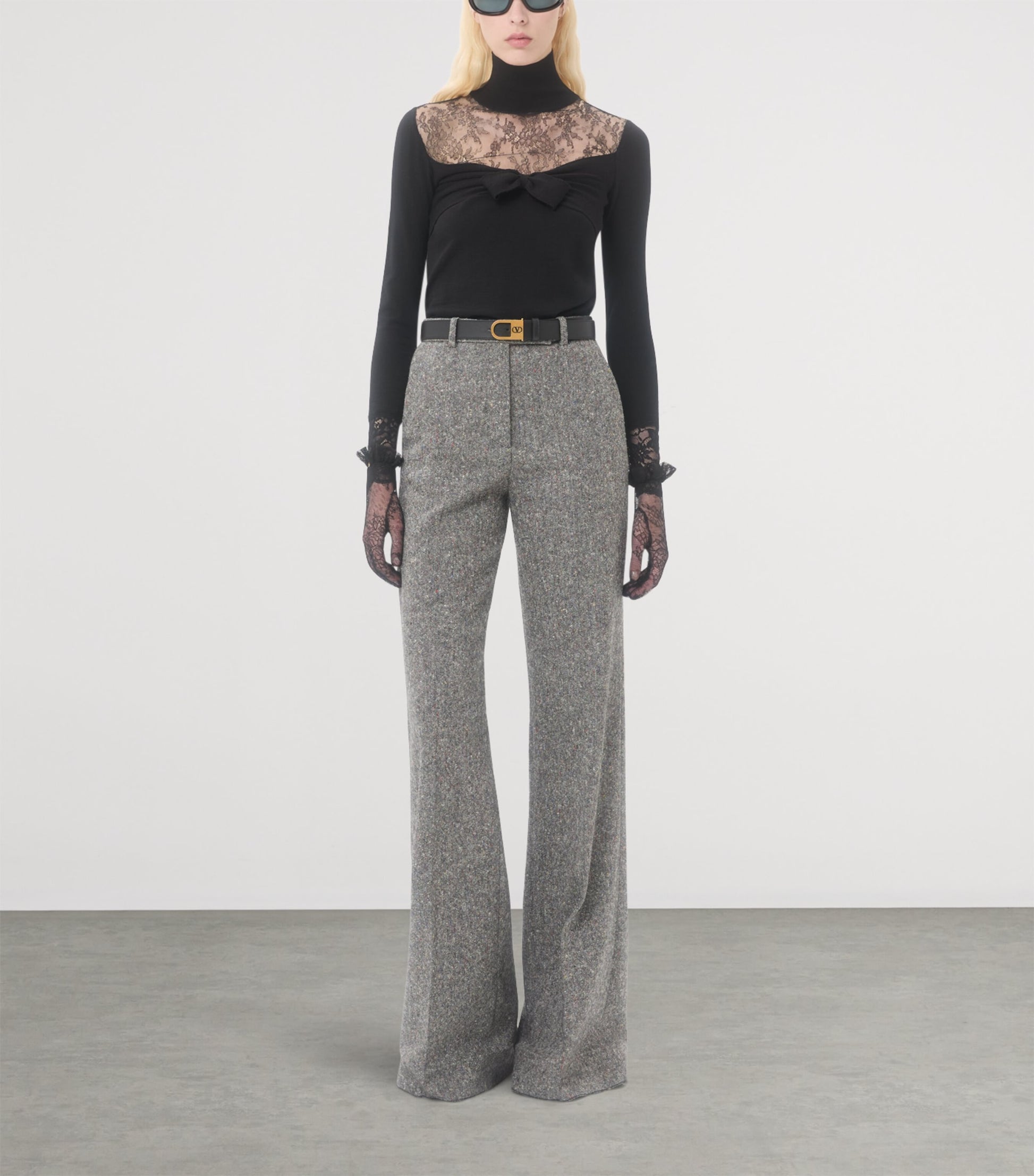 Valentino Black Virgin Wool Bow Top