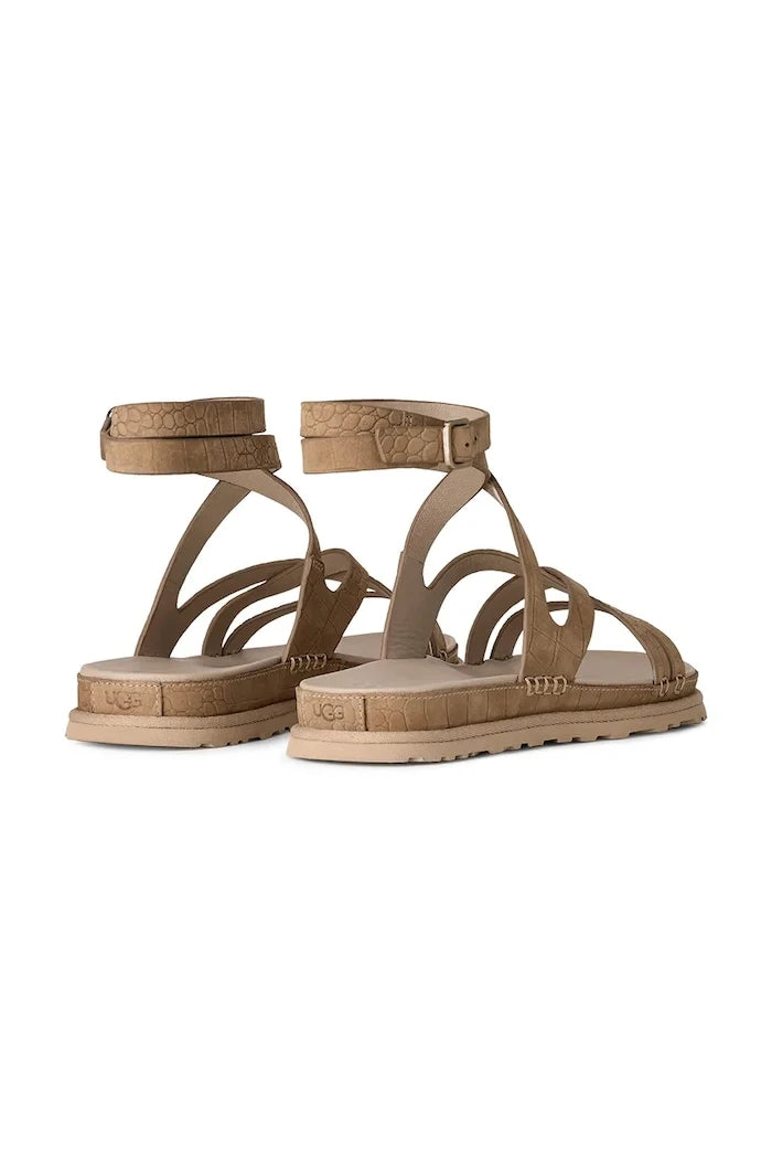 Кожени сандали UGG W Goldengaze Embossed Ankle Wrap