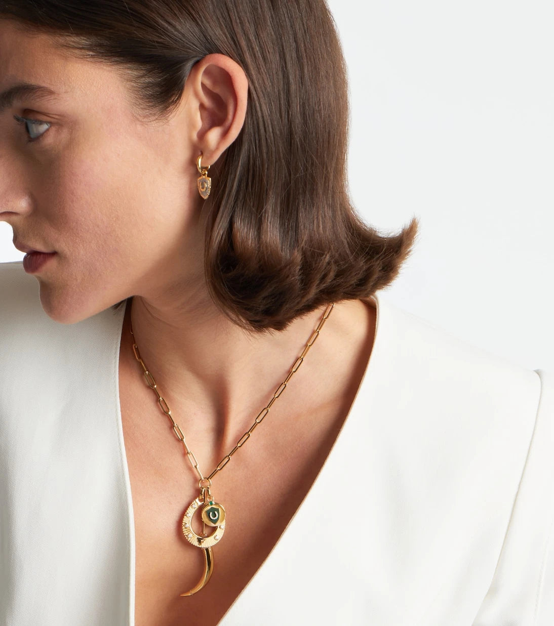 FoundRae - Protection 18kt gold pendant necklace with diamonds