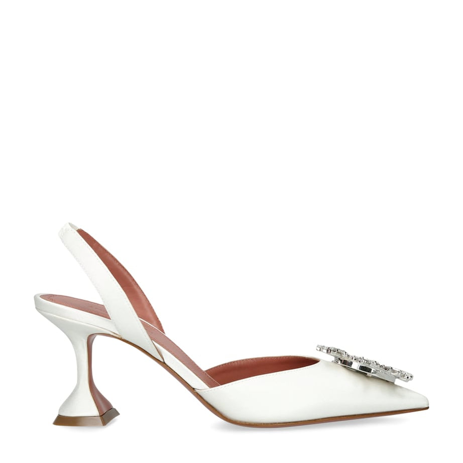 Satin Begum Slingback Pumps 70 WHITE